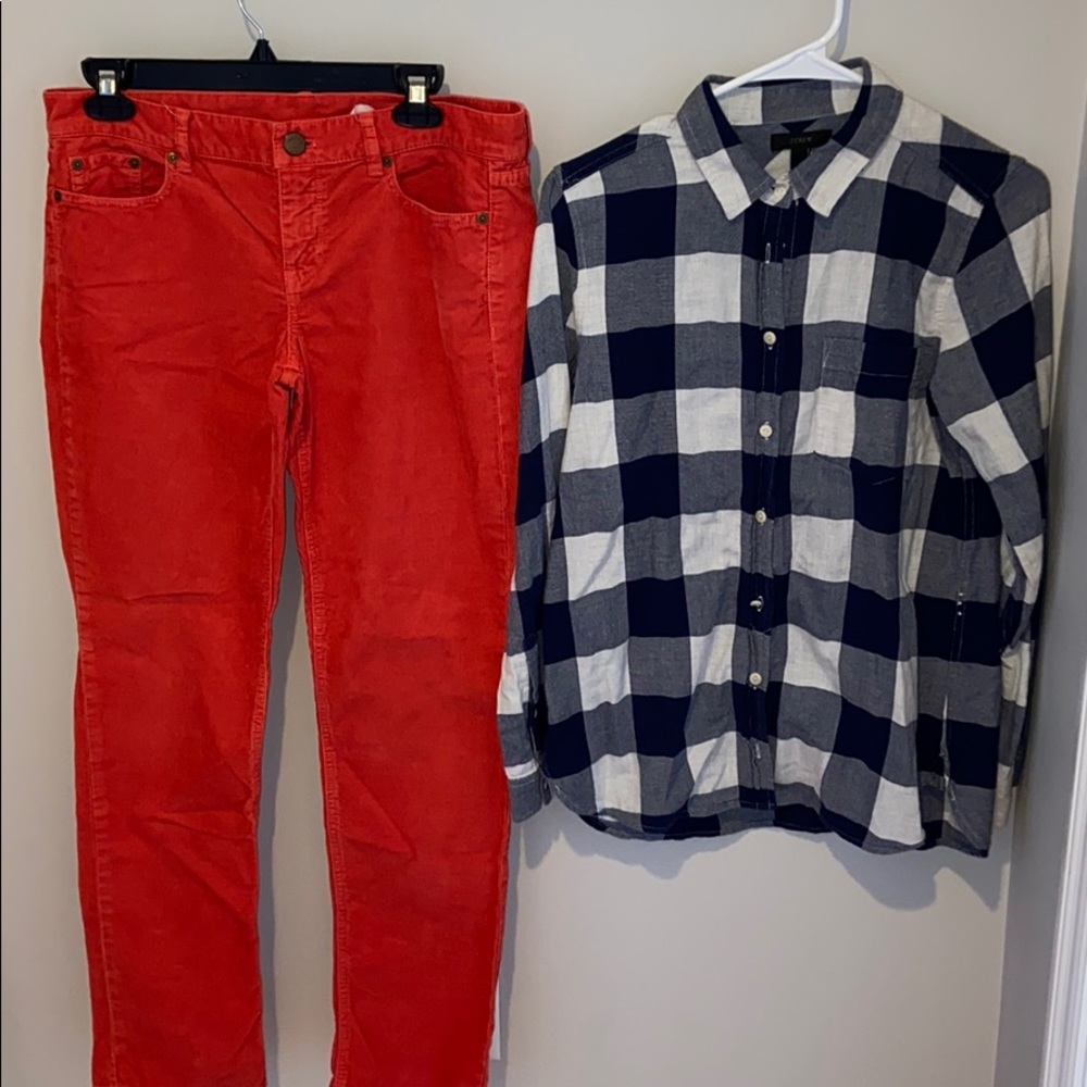 J crew cords 29 and top size 8